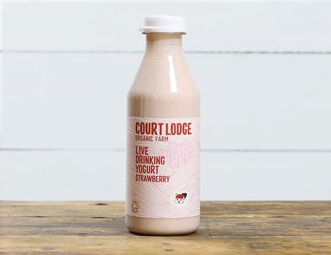 Live Strawberry Drinking Yogurt, Organic, Court Lodge  (500ml)