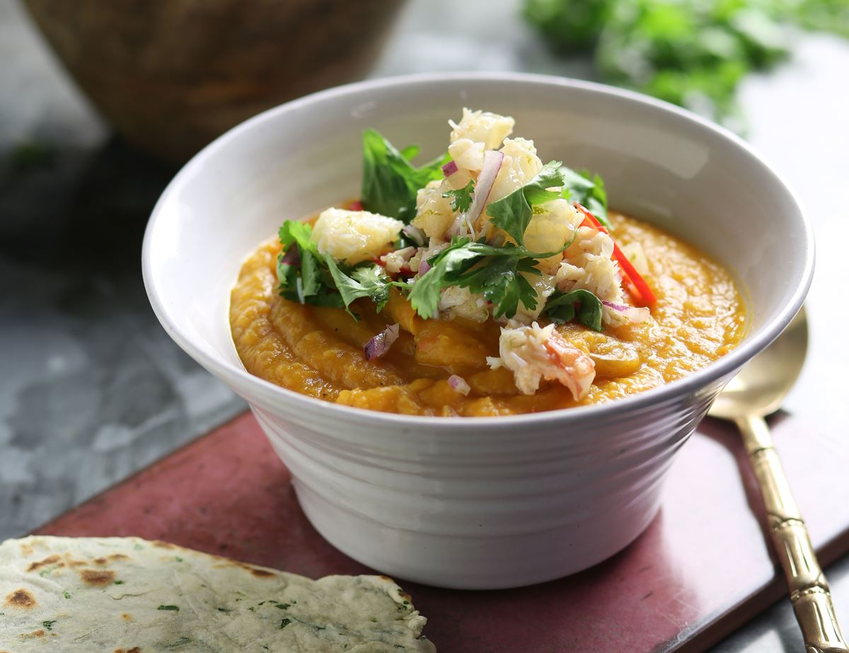 Thai Crab Soup with Pear Salsa