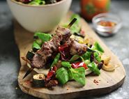 Lamb Kebabs with Roast Vegetable Flatbreads