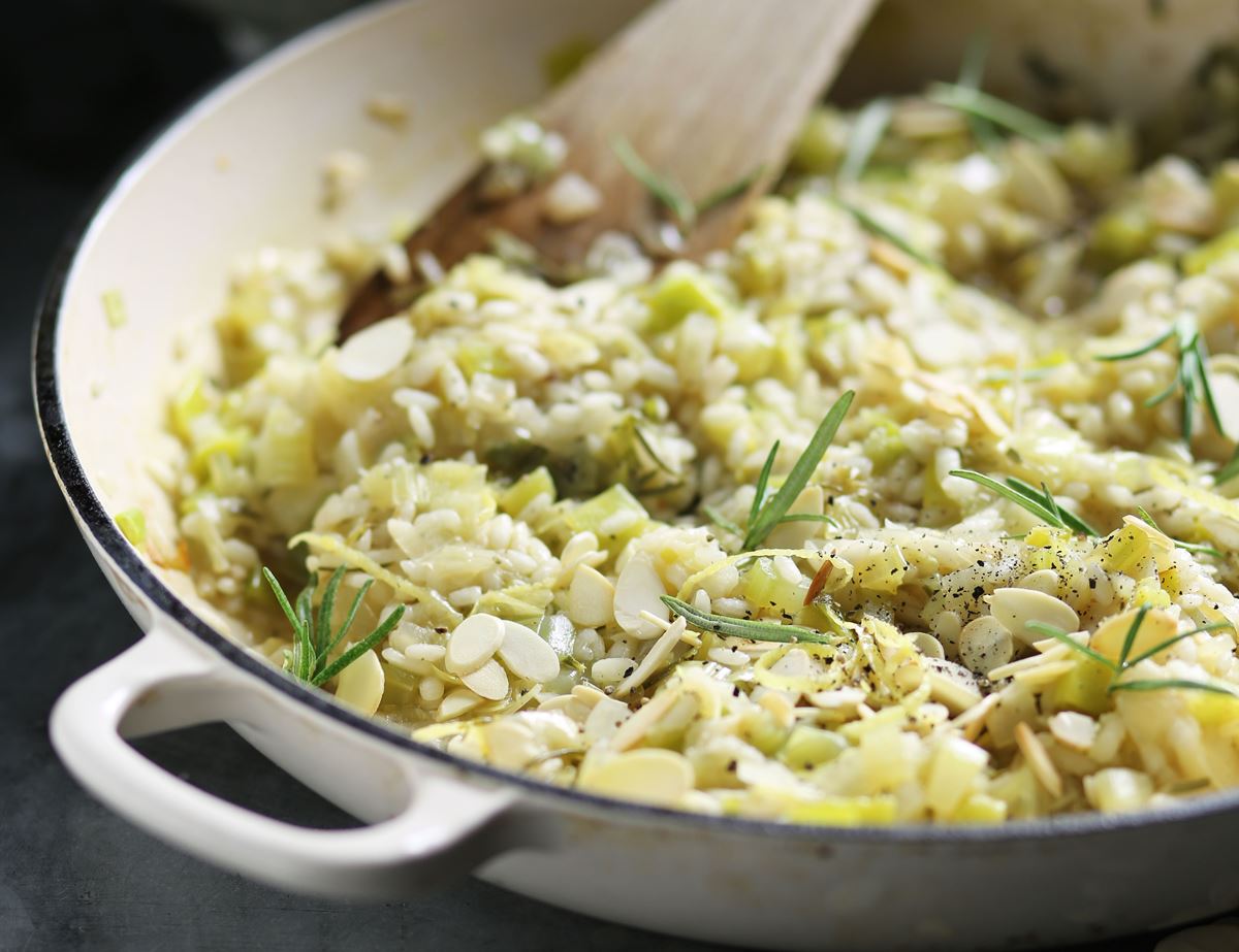 Leek & Lemon Risotto With Toasted Almonds