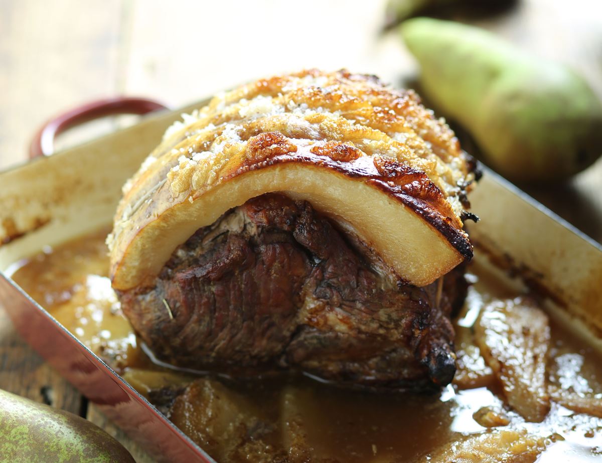 Slow Cooked Pork with Cardamom Roast Pears