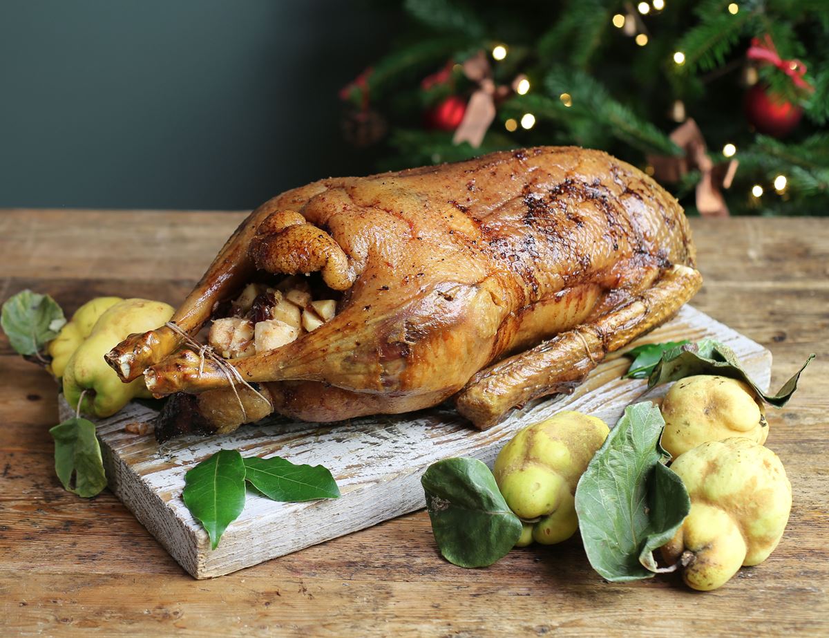 Roast Goose with Quince & Date Stuffing