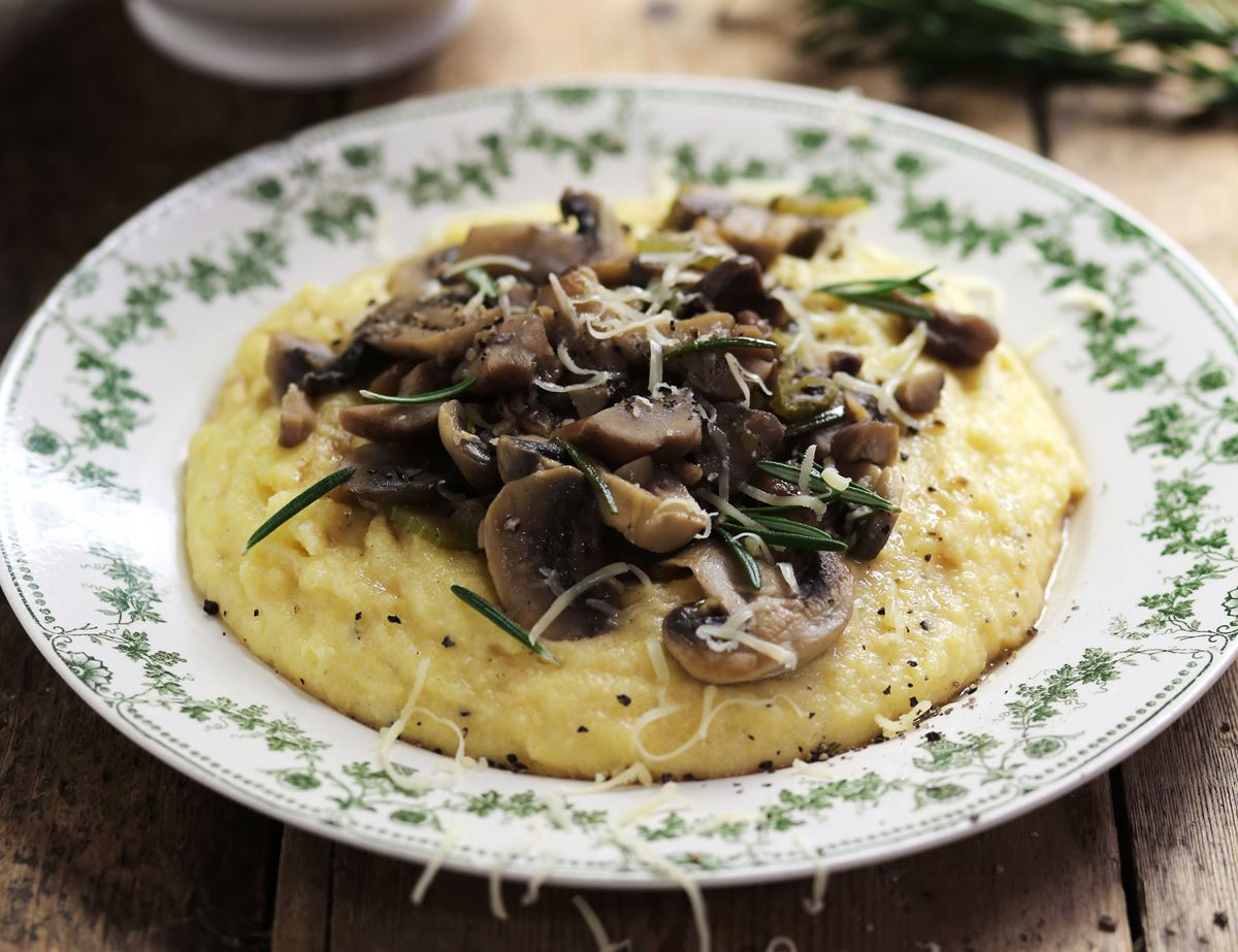 Buttered Polenta with Mushroom & Chestnut Sauce