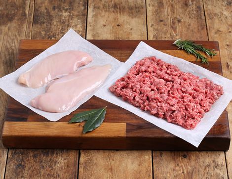 Chicken Breast & Beef Mince Duo, Non-Organic