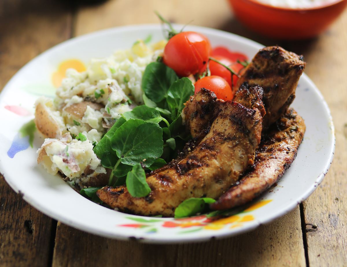Peruvian Griddled Chicken with Smashed Potatoes