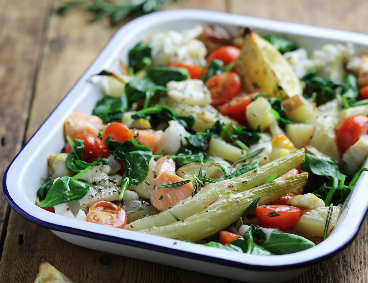 Italian Garlic, Rosemary & Lemon Fish Tray Bake