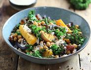 Roast Squash with Chickpeas, Tahini, Dates & Kasha