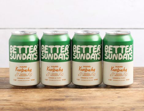 Ginger and Yuzu Hard Kombucha, Non-Organic, Better Sundays (4 x 330ml)