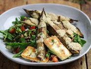 Tahini Roast Aubergine with Halloumi & Dukkah