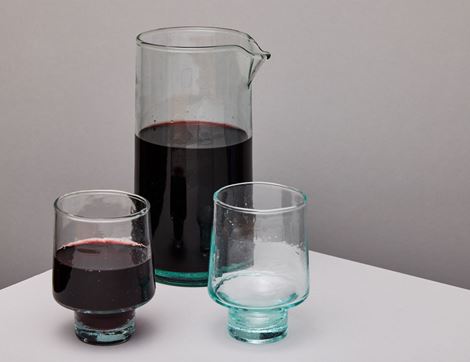 Clear Carafe & Tall Wine Glasses Set, The Atlas Works