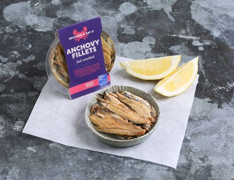 Hot Smoked Anchovy Fillets in Sunflower Oil, Seafood & Eat It (100g)