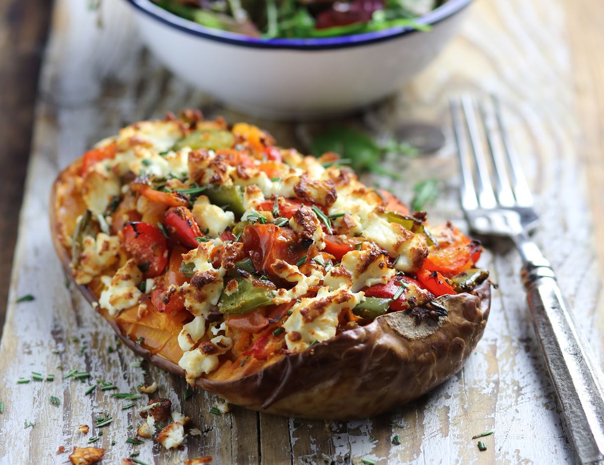 Roast Vegetable & Feta Stuffed Squash