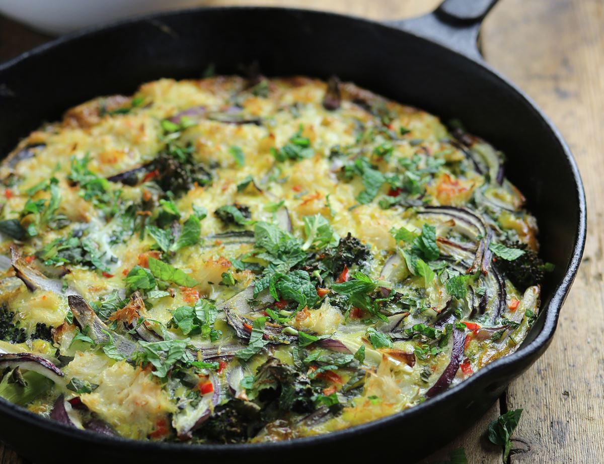 Chilli Crab & Purple Sprouting Broccoli Frittata