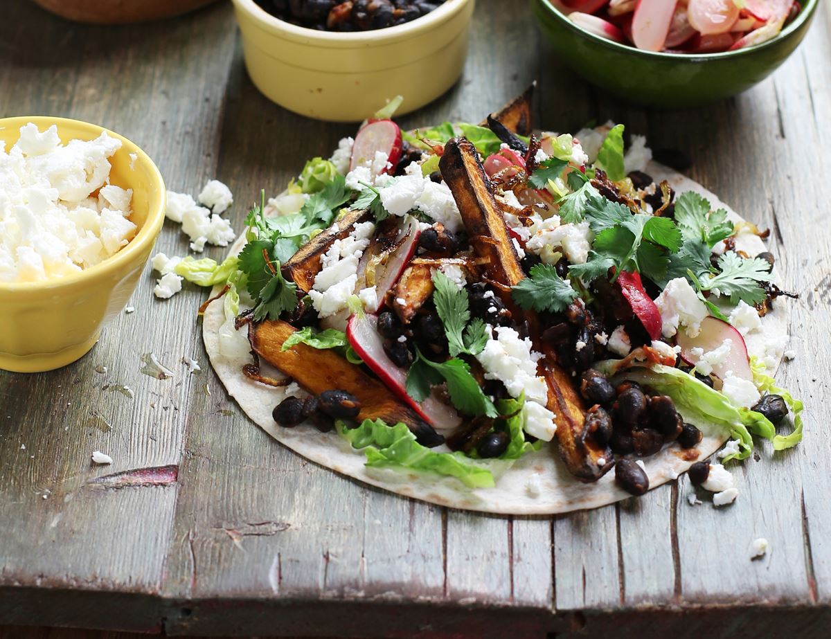 Sweet Potato, Black Bean & Feta Tacos