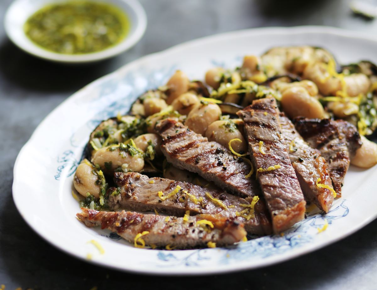 Minute Steaks with Wild Garlic Pistou