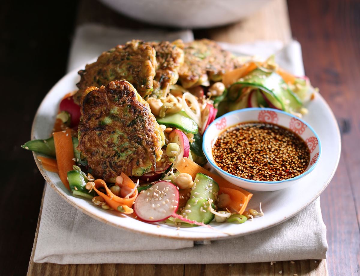 Korean Courgette Fritters with Sesame Dipping Sauce