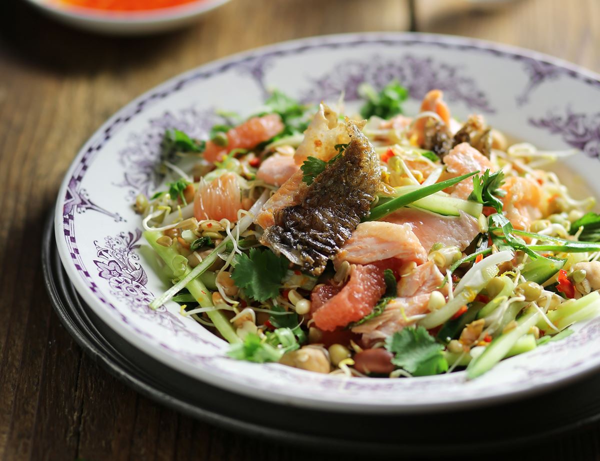 Crispy-Skinned Thai Salmon Salad