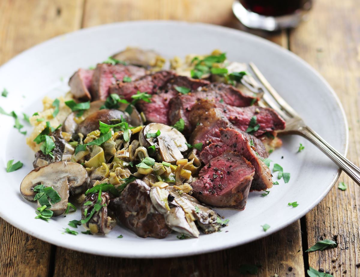 Wild Venison Minute Steaks with Creamy Porcini Sauce