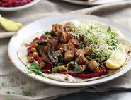 Warm Halloumi, Sumach & Beetroot Hummus Flatbreads