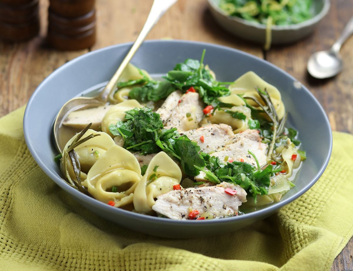 Gremolata Poached Chicken Breasts & Tortelloni