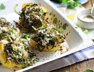 Peppers Stuffed with Couscous & Crispy Greens