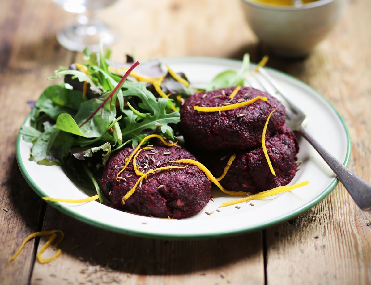 Beetroot & Halloumi Burgers with Mint & Chilli