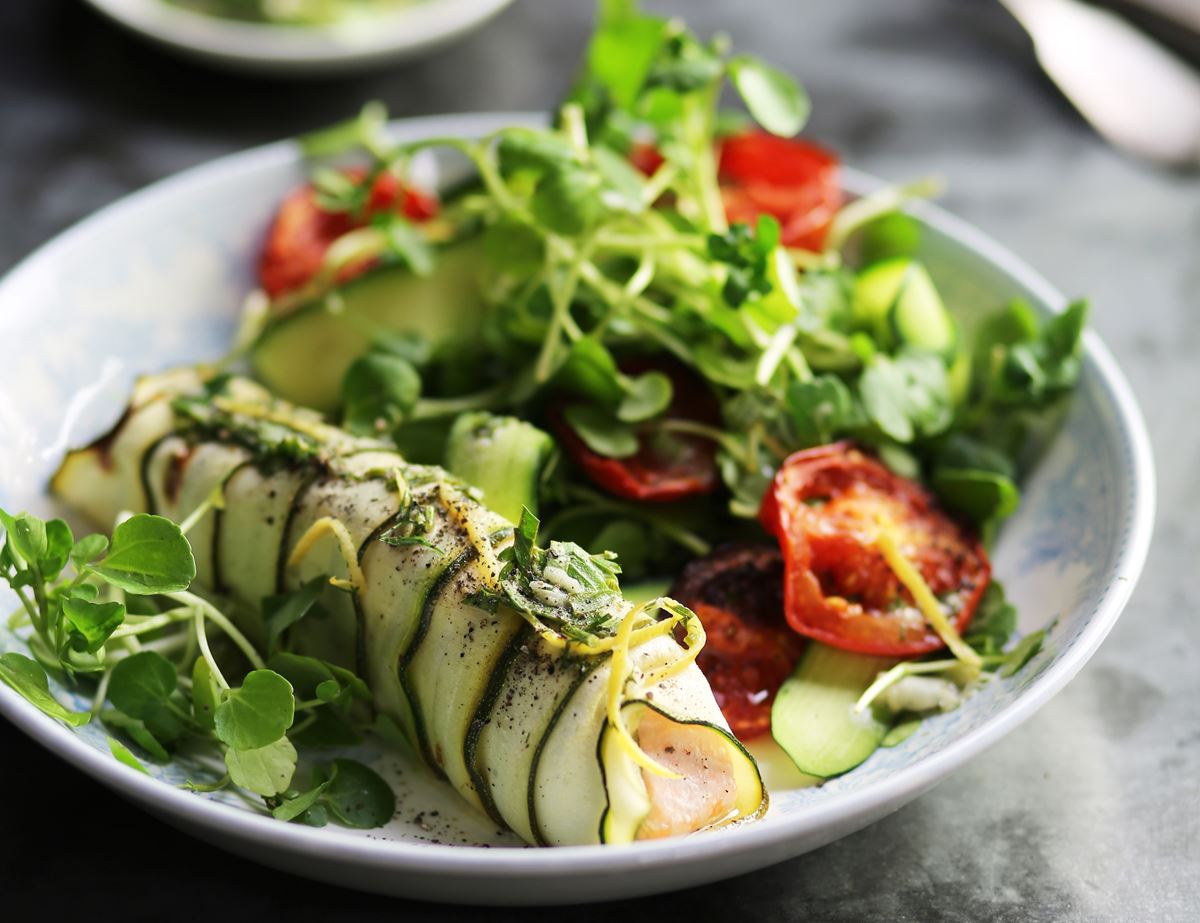 Courgette Wrapped Salmon with Salsa Verde