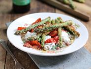 Crispy Asparagus with Mozzarella & Roman Beans