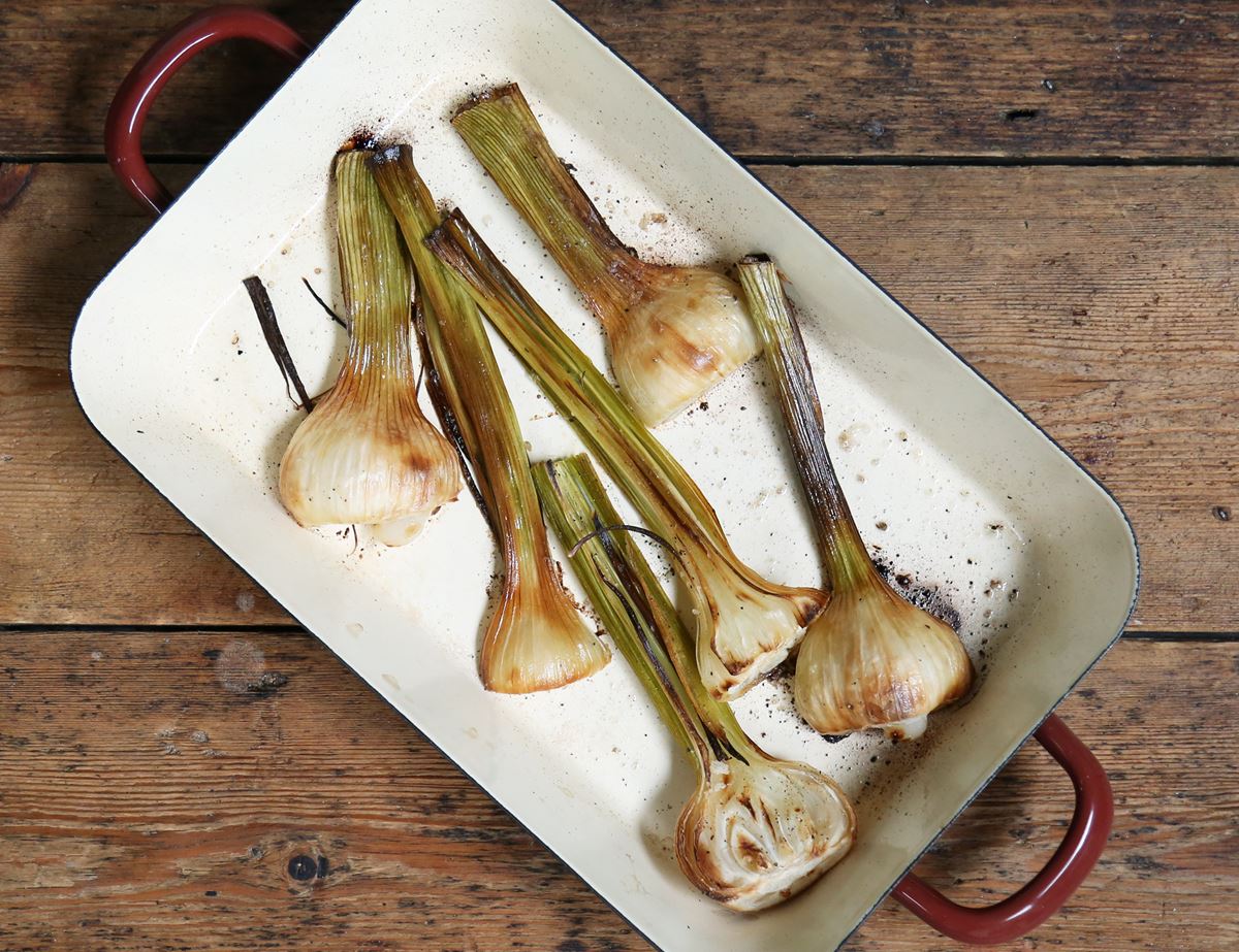 Roast Green Garlic