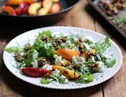 Griddled Nectarine Salad with Honeyed Pumpkin Seed Brittle