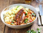 Italian Sausages & Beans with Crushed New Potatoes