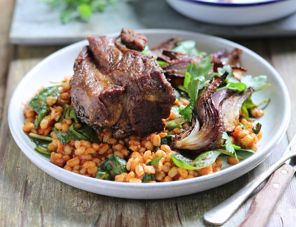 Turkish Lamb with Roast Onions & Spiced Barley