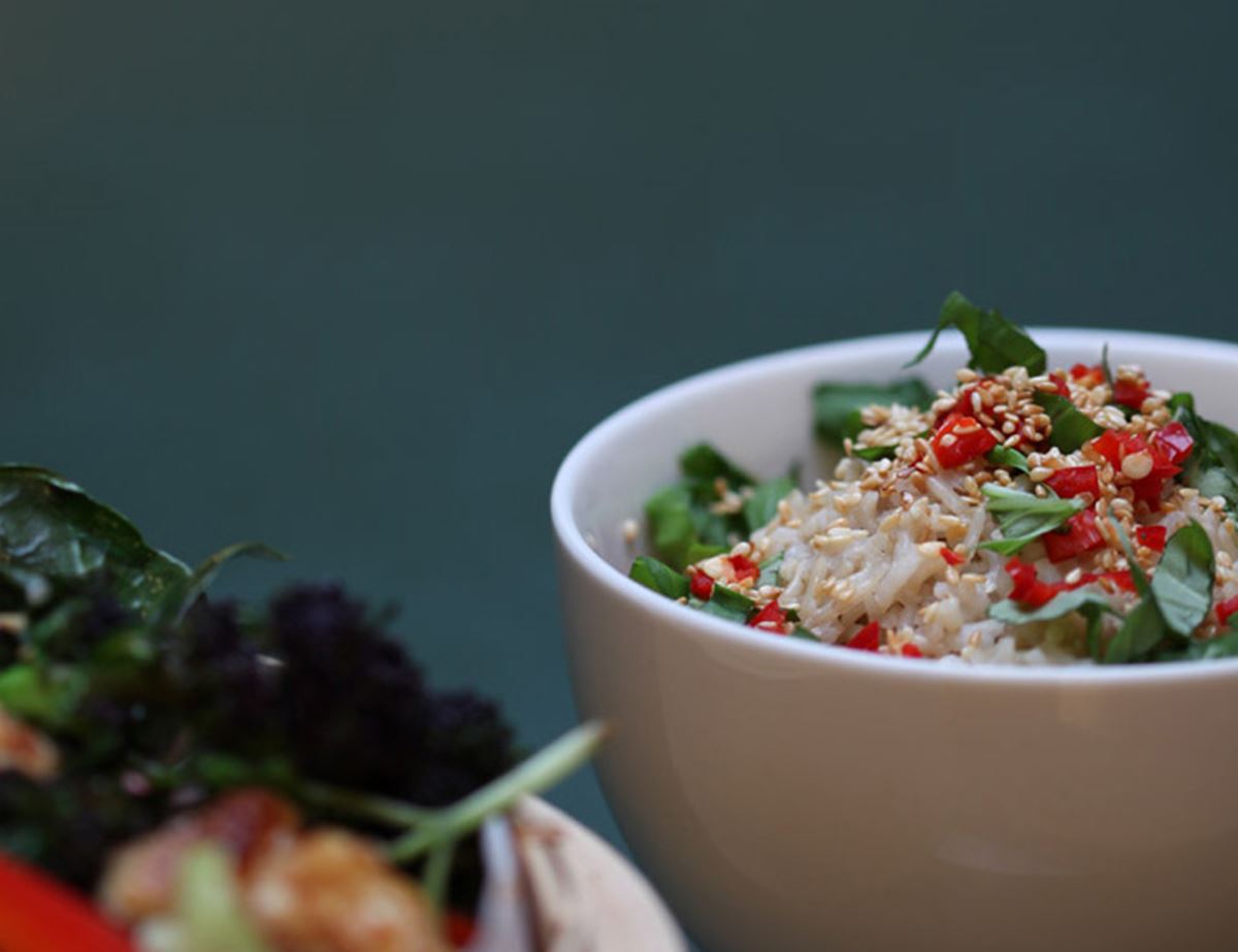 Seasame, Veg and Tofu with Coconut Rice