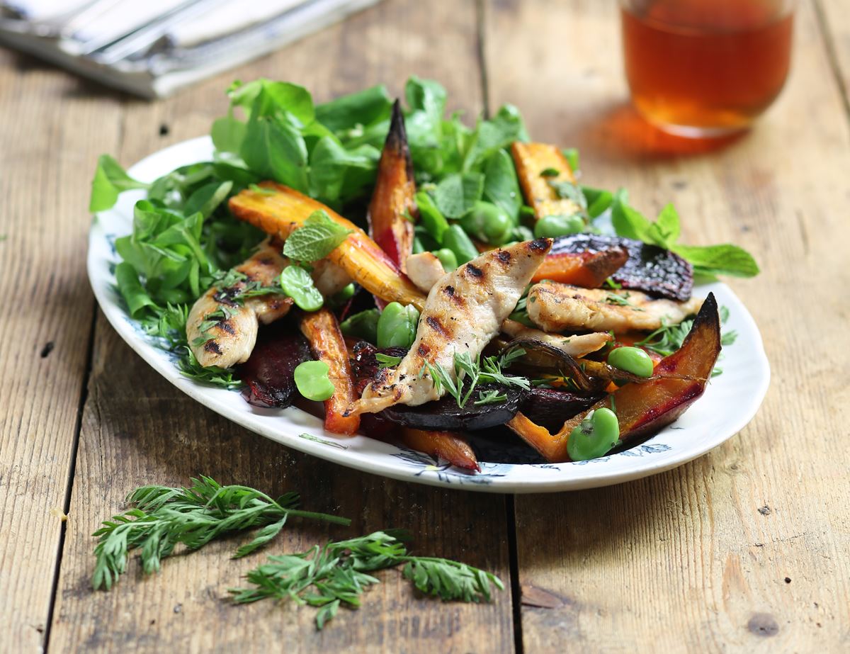 Griddled Chicken with Broad Beans & Mint Salad