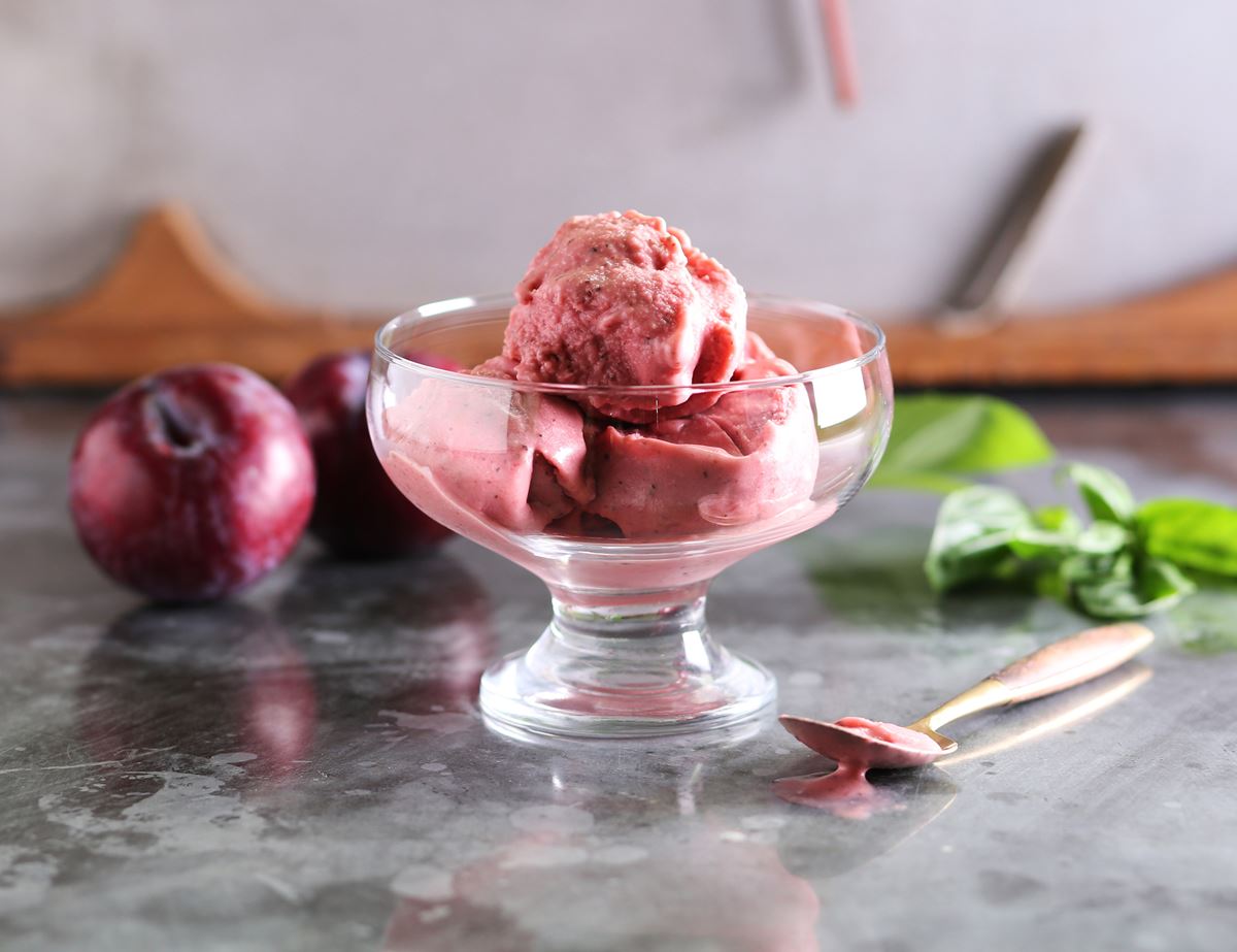 Plum, Basil & Lime Ice Cream