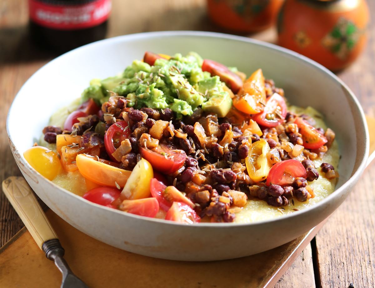 Tex-Mex Tamale Bowl with Smoky Red Beans &amp; Smashed Avocado Recipe ...