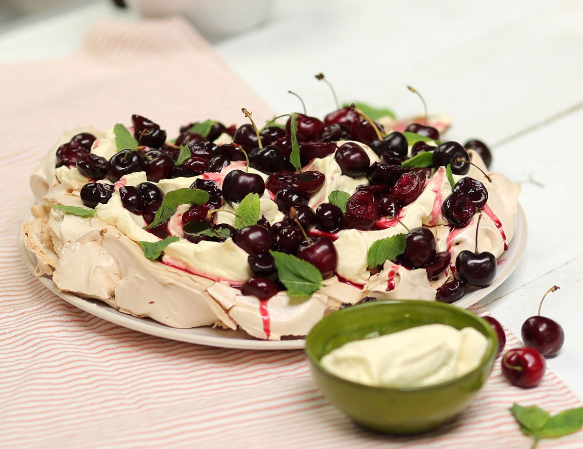 Cherry, Amaretto & Mint Pavlova