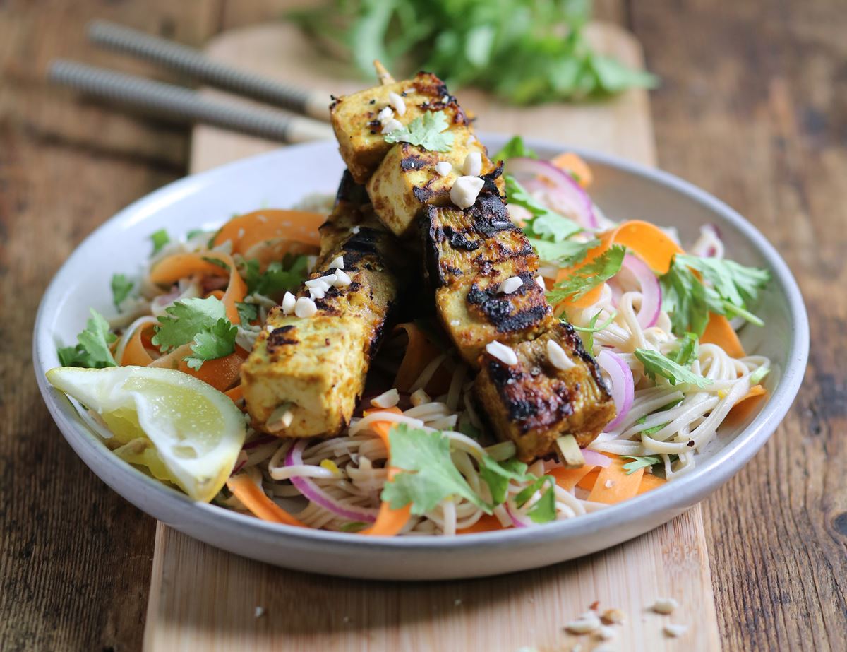 Spicy Satay Skewers with Fresh Noodle Salad