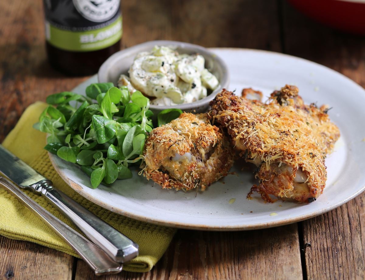 Parmesan Crusted Chicken with Creamy Potato Salad