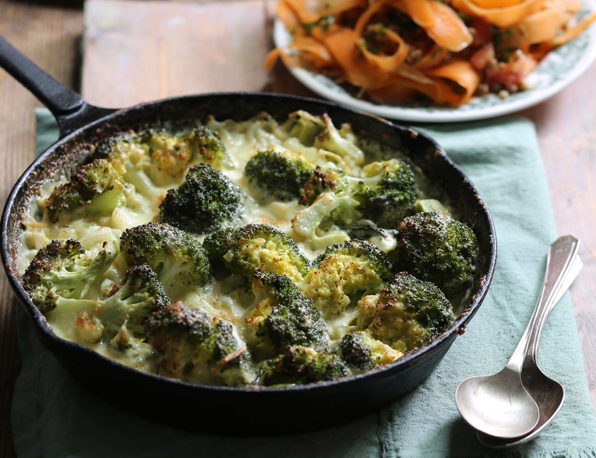 Quick Broccoli Cheese with Carrot Ribbon & Lentil Salad