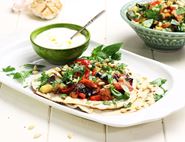 Roast Veg Flatbreads with Garlic Sauce