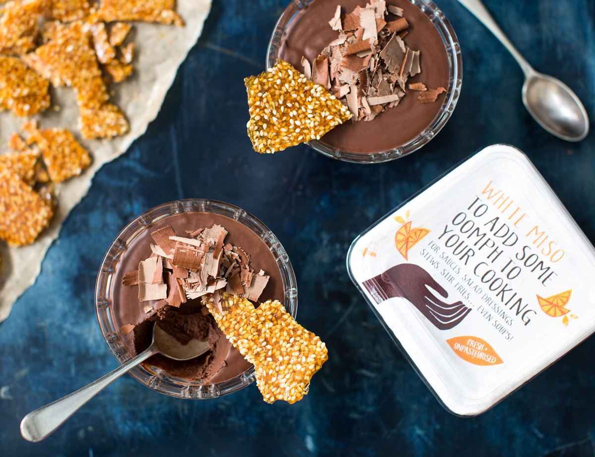 Chocolate & Miso Mousse with Sesame Brittle