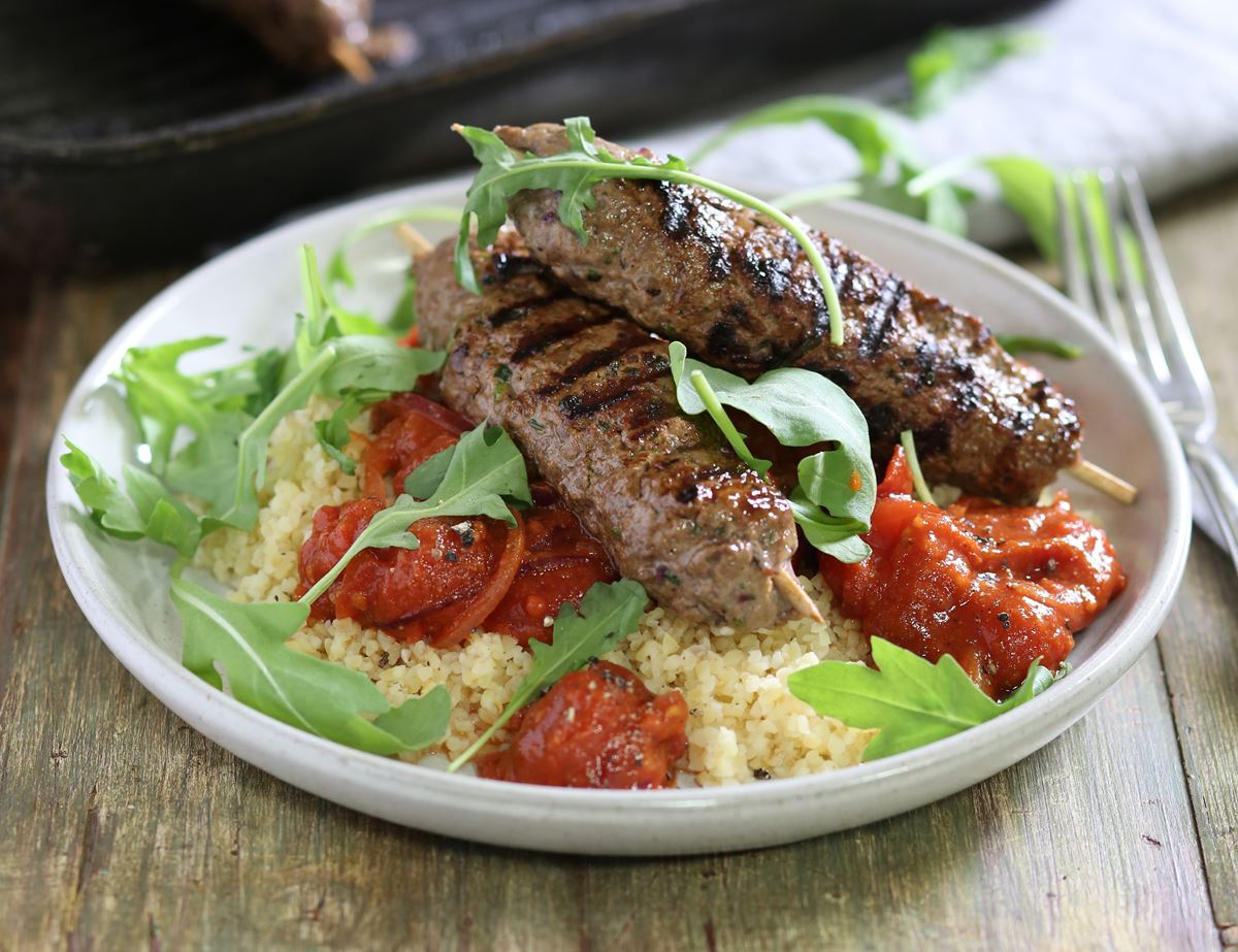 Beef Koftes with Spiced Tomato Sauce & Bulgar Wheat