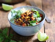Colombian Braised Black Beans with Corn & Quinoa