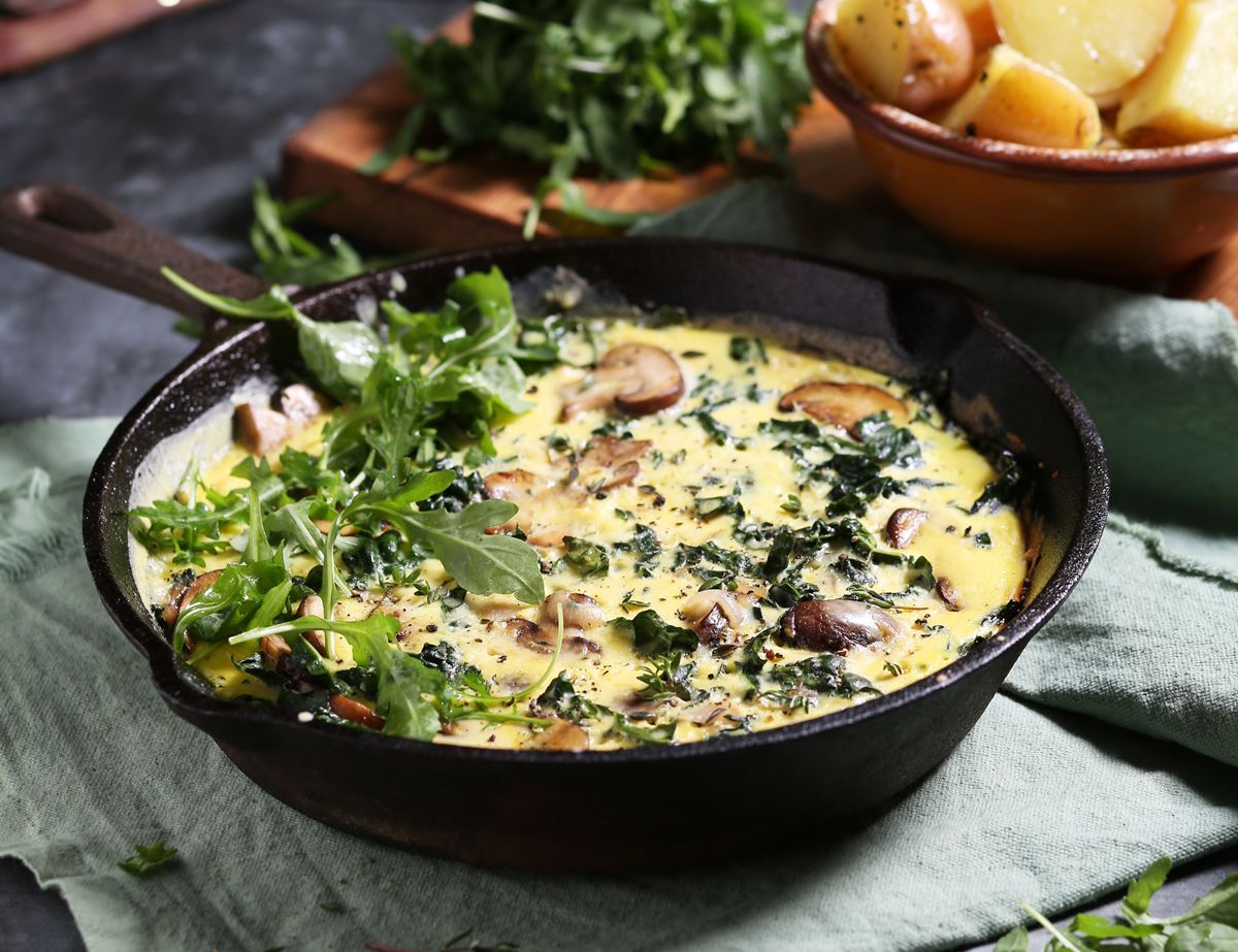 Cheesy Mushroom & Cavolo Nero Soufflé Omelette