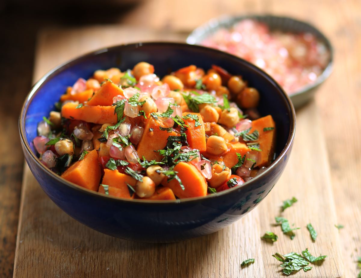 Jewelled Sweet Potato & Chickpea Tagine