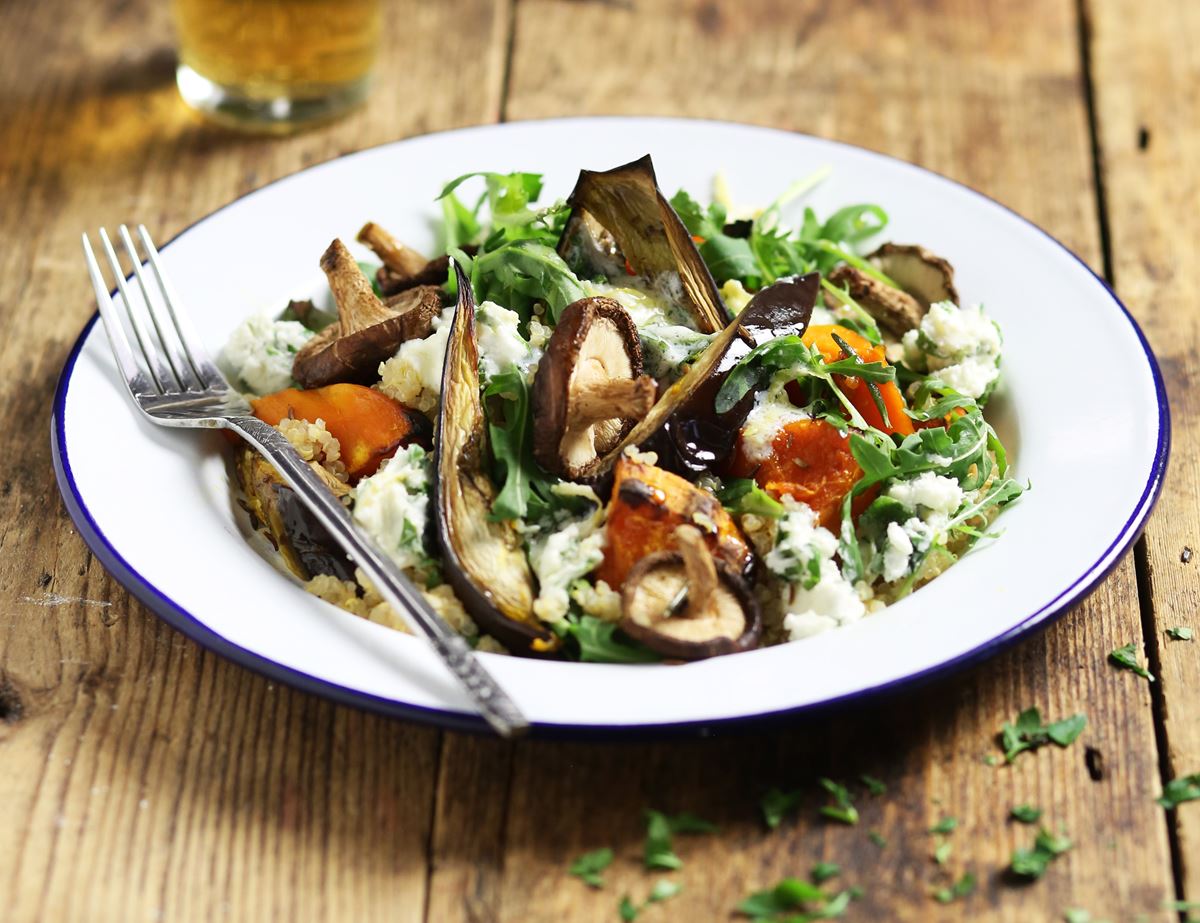 Roast Pumpkin & Shiitake Quinoa with Herbed Mascarpone