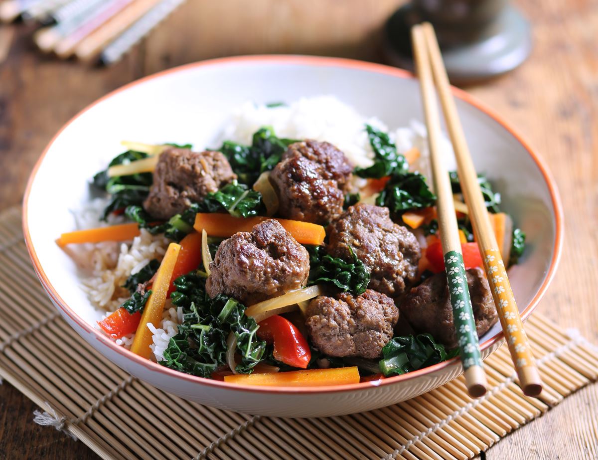 Speedy Sweet & Sour Meatballs with Rice