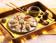 Christmas Dumplings with Spiced Cranberry Dip