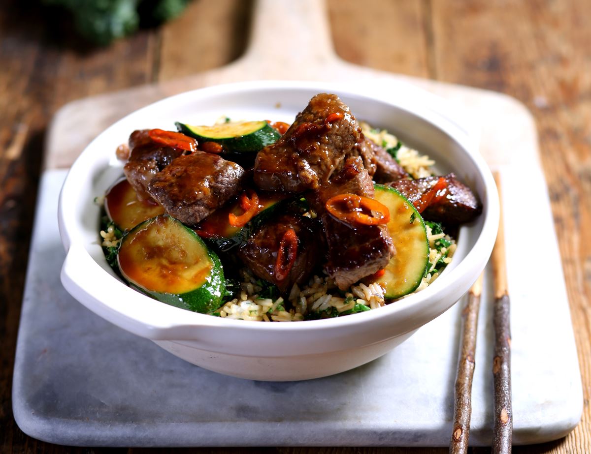 Chinese Honey & Ginger Chilli Beef with Kale Fried Rice